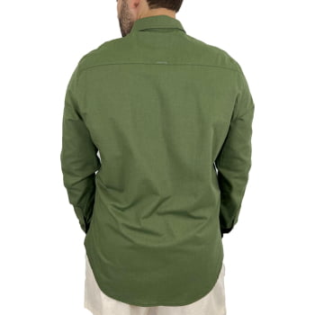 Camisa de Botão Masculina Linho Slim - Verde